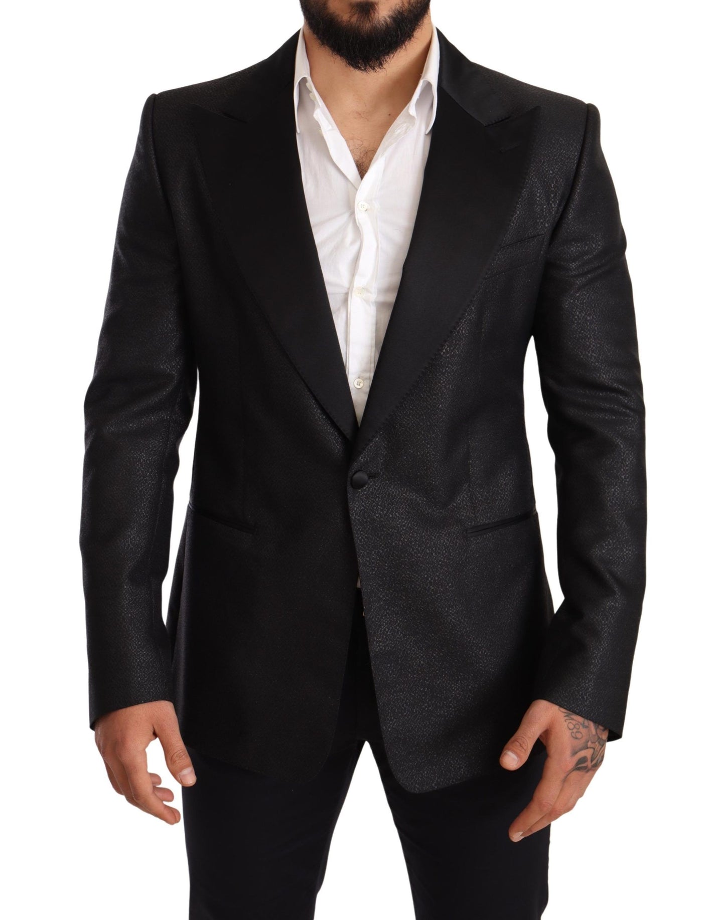  - Elegant Black Metallic Slim Fit Blazer Jacket