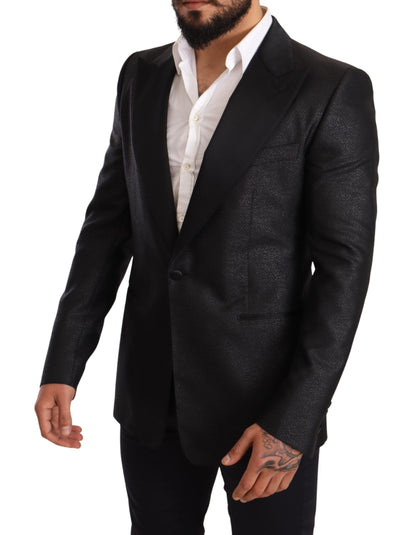  - Elegant Black Metallic Slim Fit Blazer Jacket