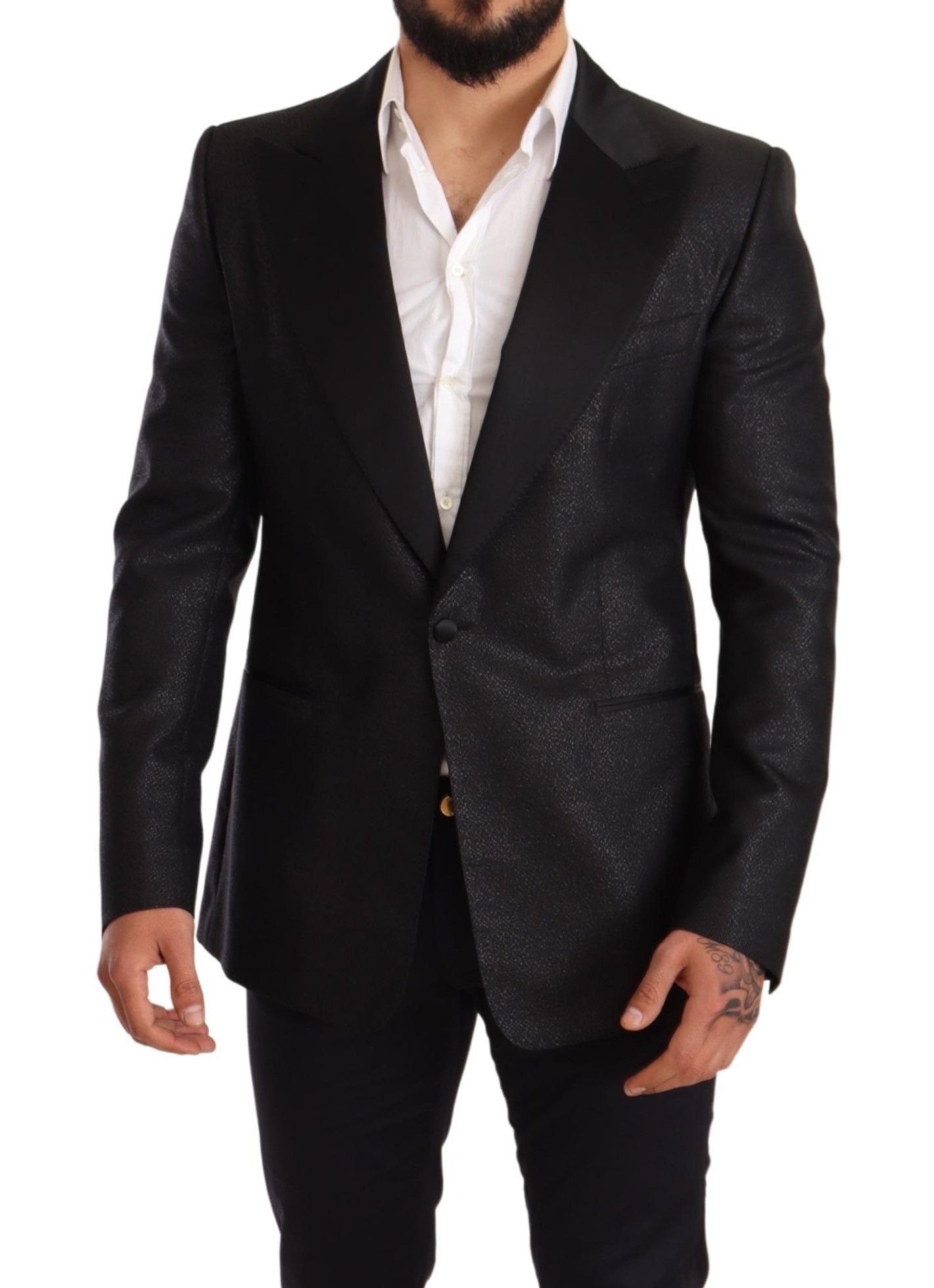  - Elegant Black Metallic Slim Fit Blazer Jacket