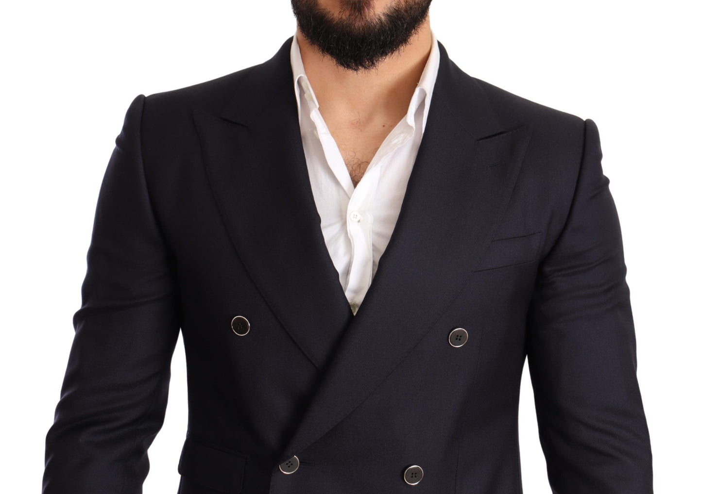  - Elegant Navy Cashmere Silk Blend Blazer