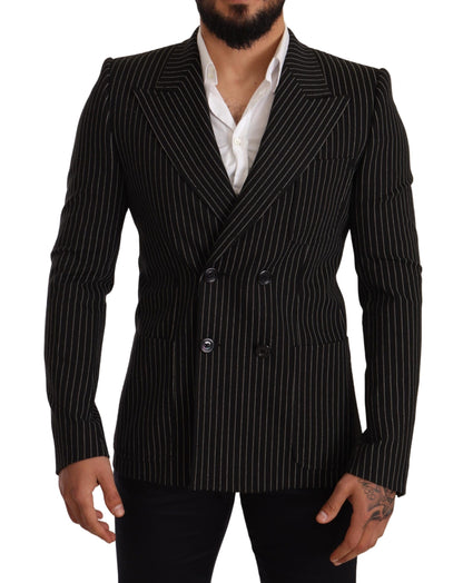  - Elegant Striped Wool Blazer with Silk Lining