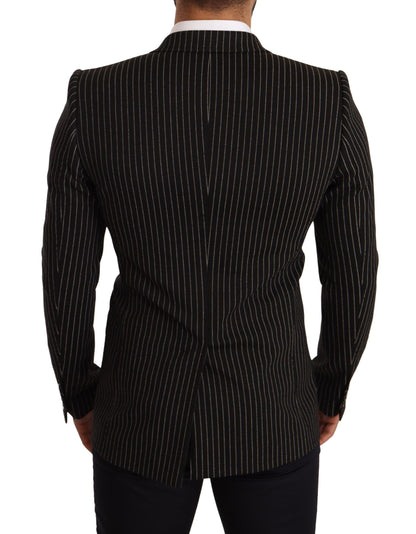  - Elegant Striped Wool Blazer with Silk Lining