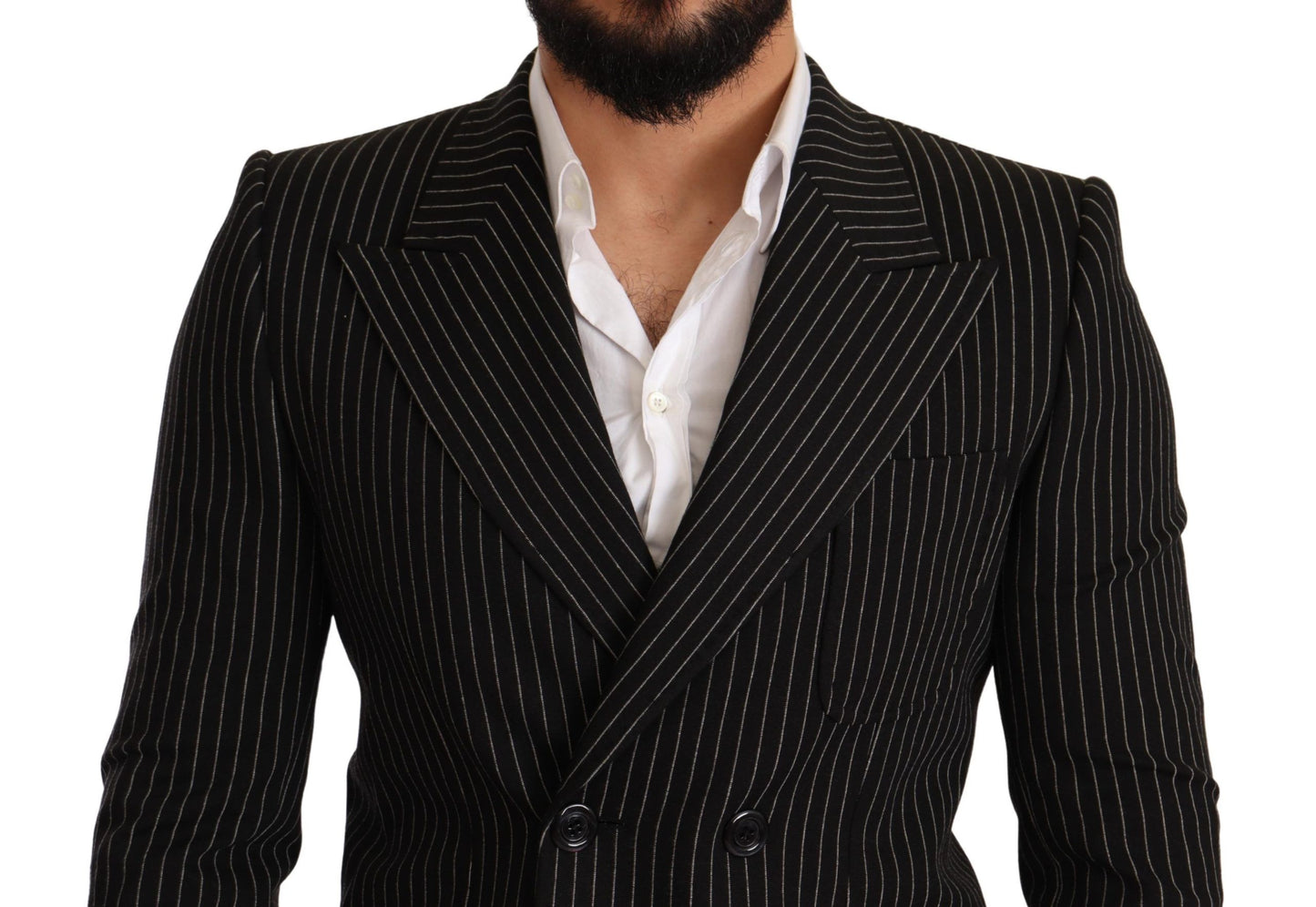  - Elegant Striped Wool Blazer with Silk Lining