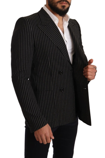  - Elegant Striped Wool Blazer with Silk Lining