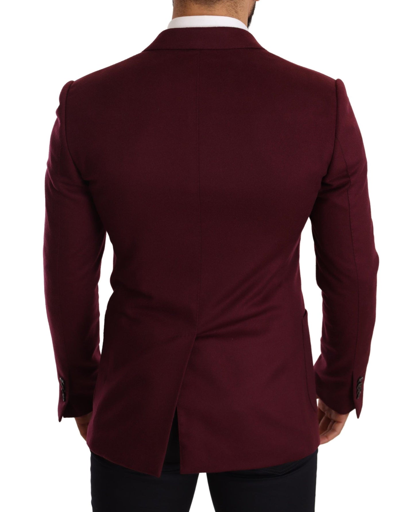  - Elegant Maroon Bordeaux Cashmere Blazer