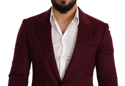  - Elegant Maroon Bordeaux Cashmere Blazer