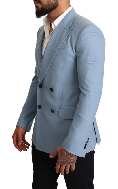  - Elegant Blue Cashmere-Silk Men's Blazer