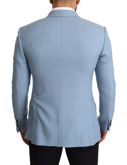  - Elegant Blue Cashmere-Silk Men's Blazer