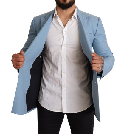  - Elegant Blue Cashmere-Silk Men's Blazer