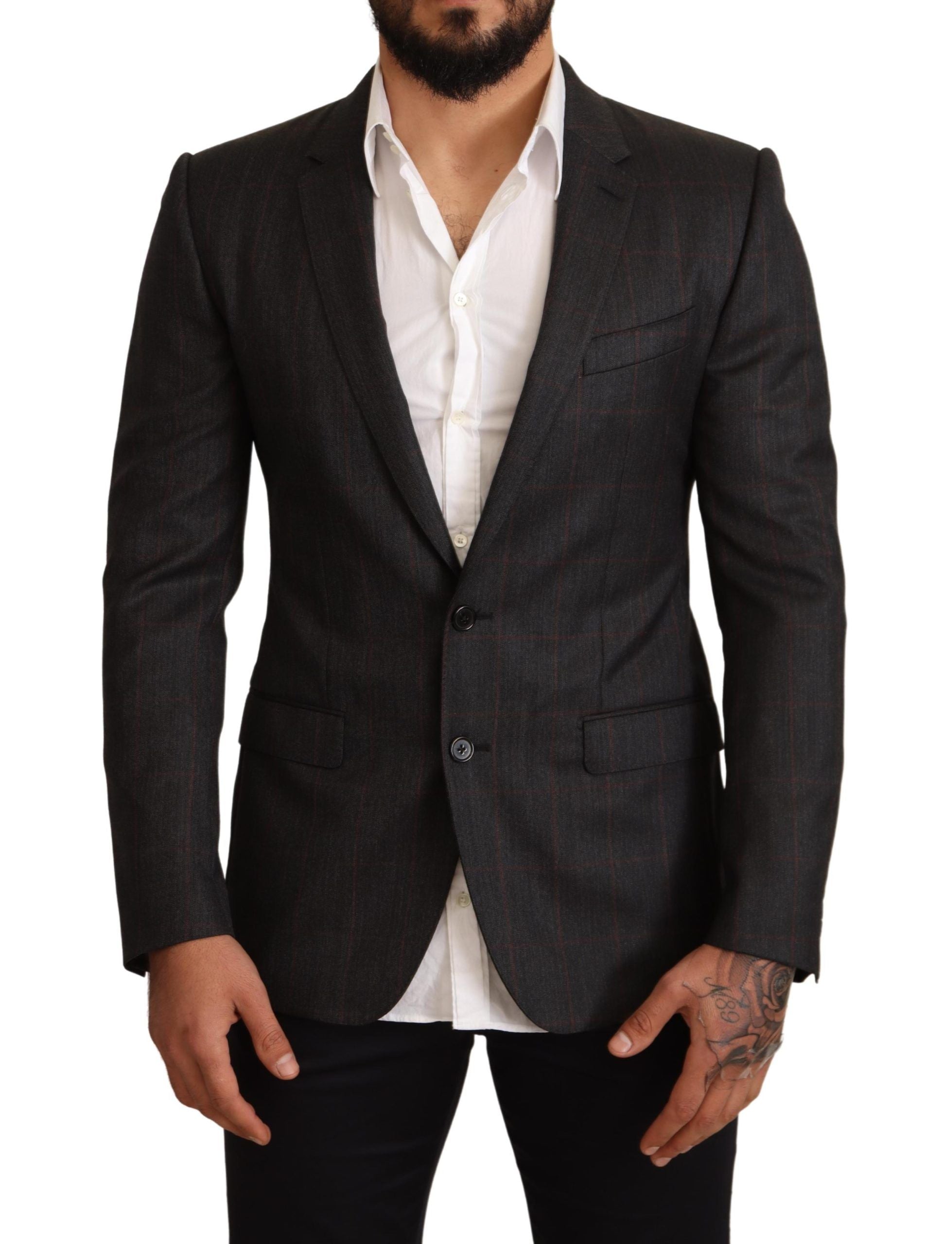 Elegant Gray Check Martini Blazer