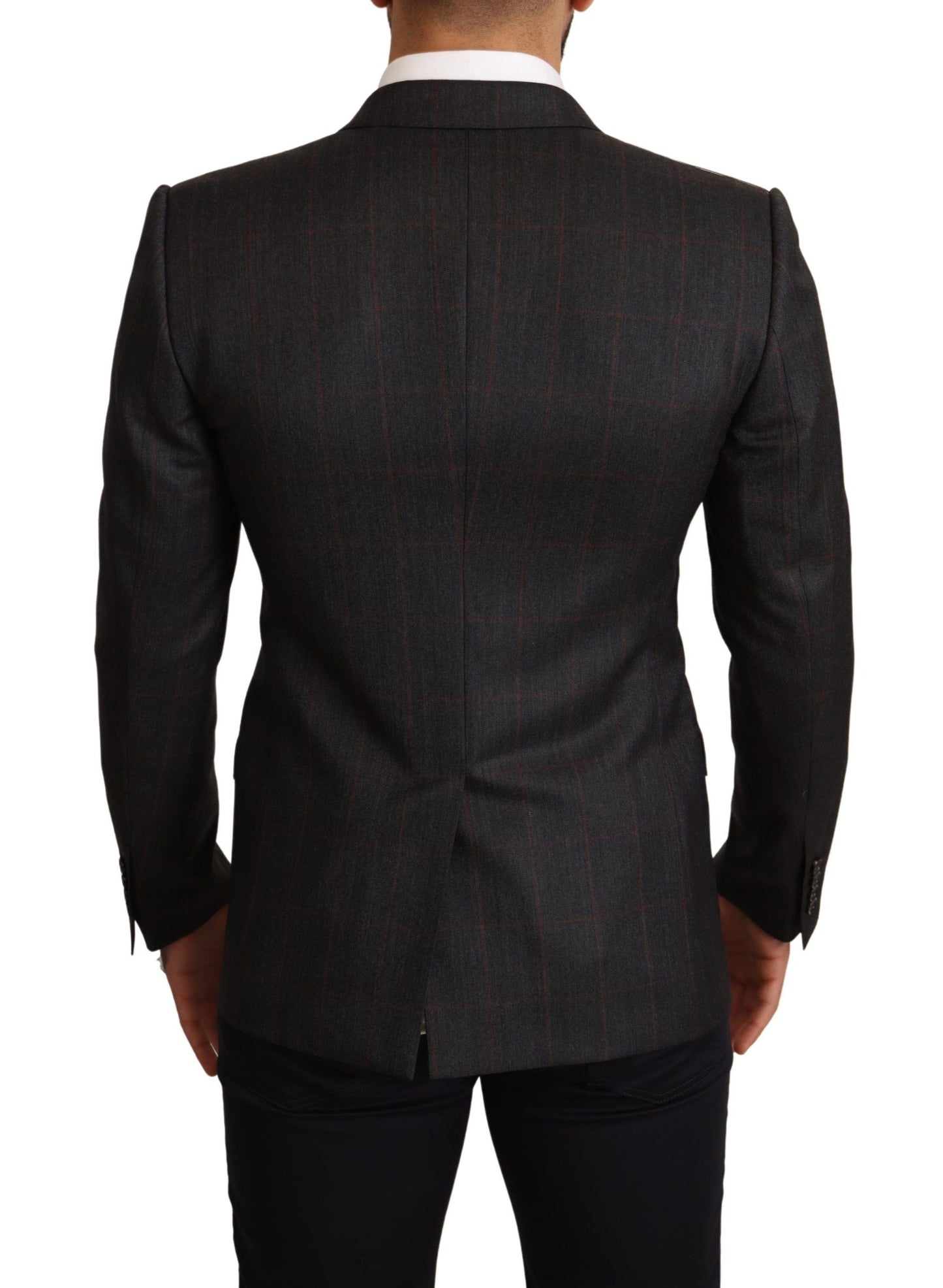  - Elegant Gray Check Martini Blazer