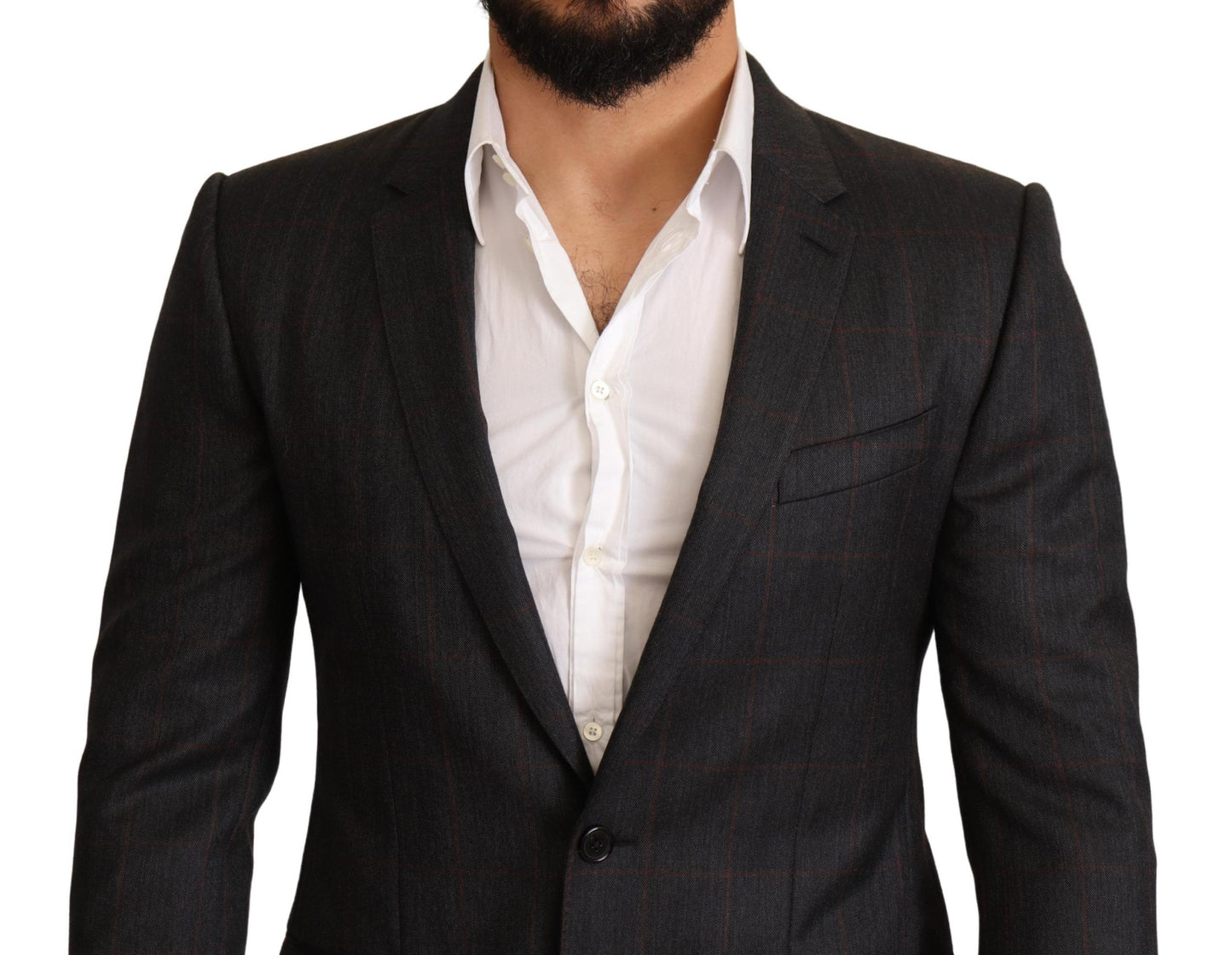  - Elegant Gray Check Martini Blazer