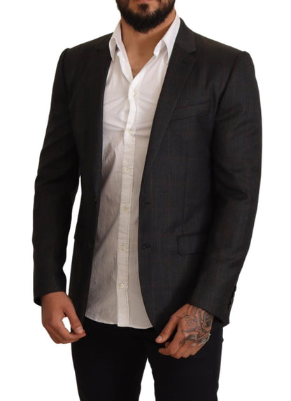  - Elegant Gray Check Martini Blazer