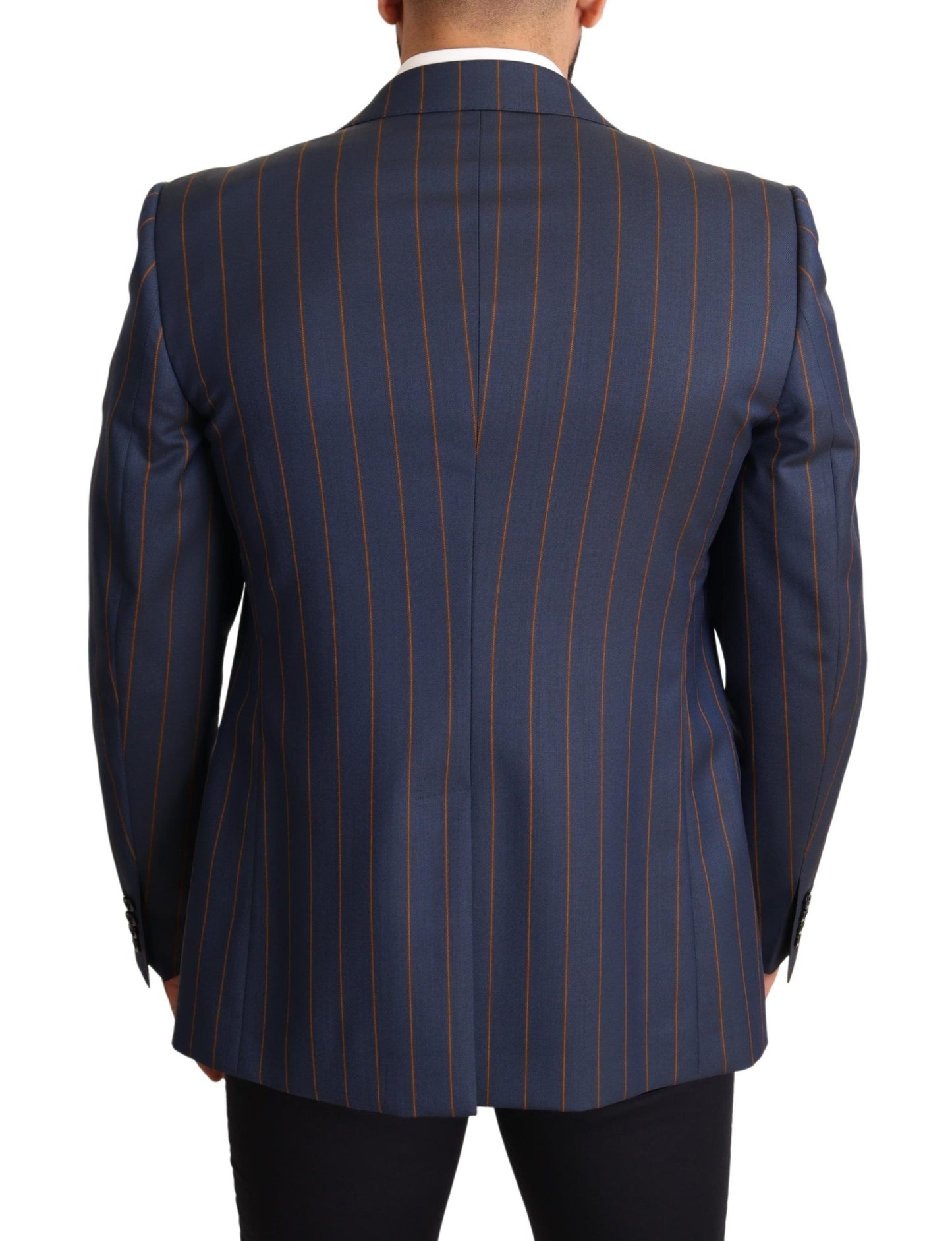  - Elegant Slim Fit Blue Striped Wool Blazer