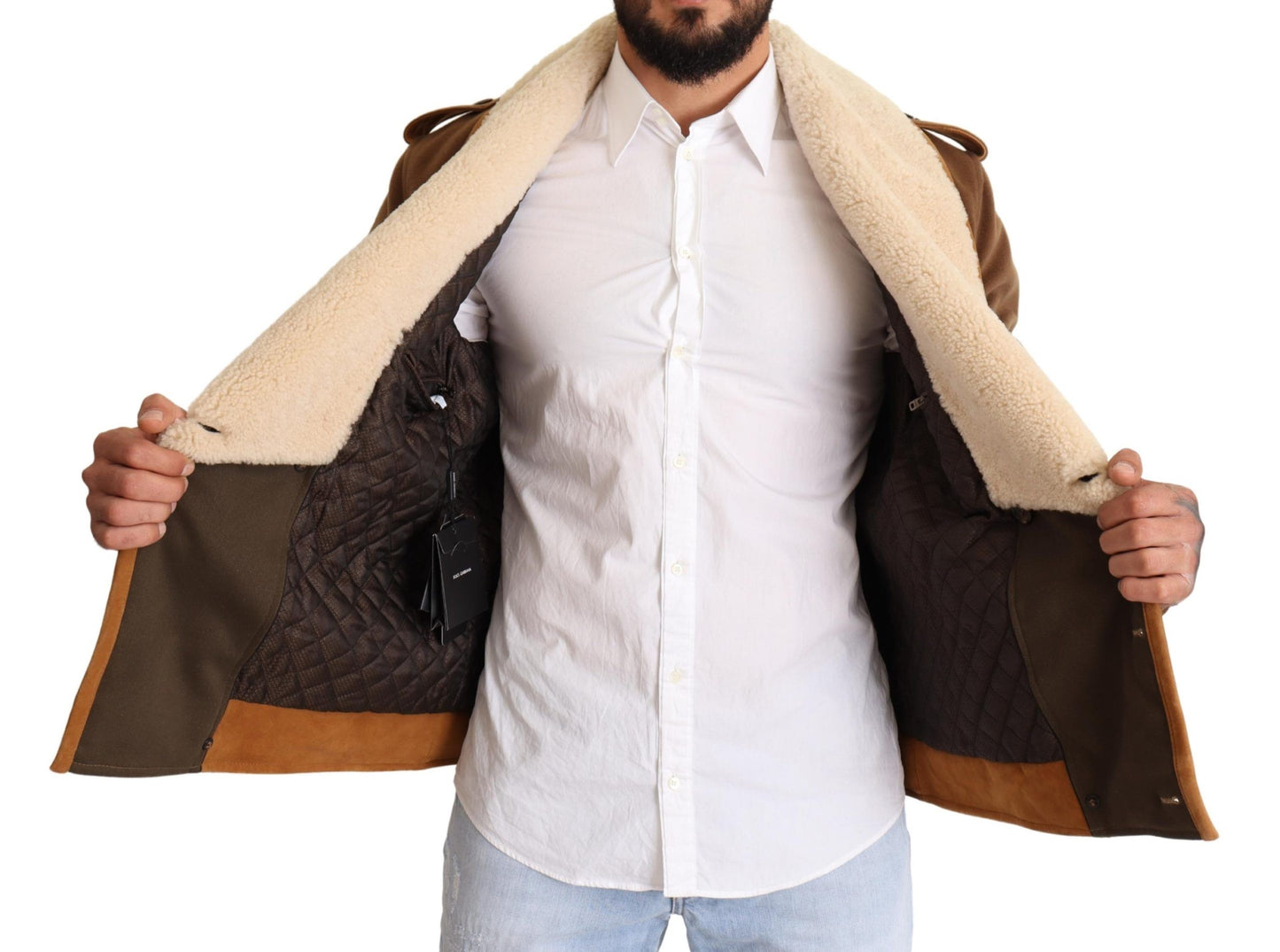  - Elegant Double Breasted Shearling Jacket