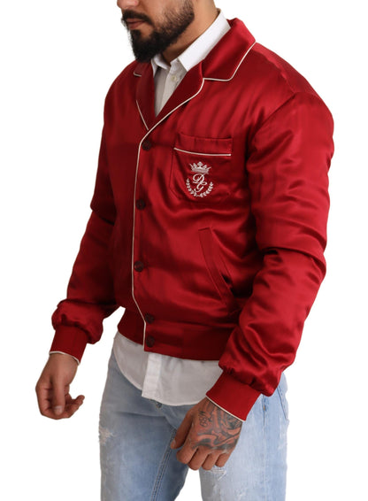  - Sumptuous Silk Red Bomber Jacket