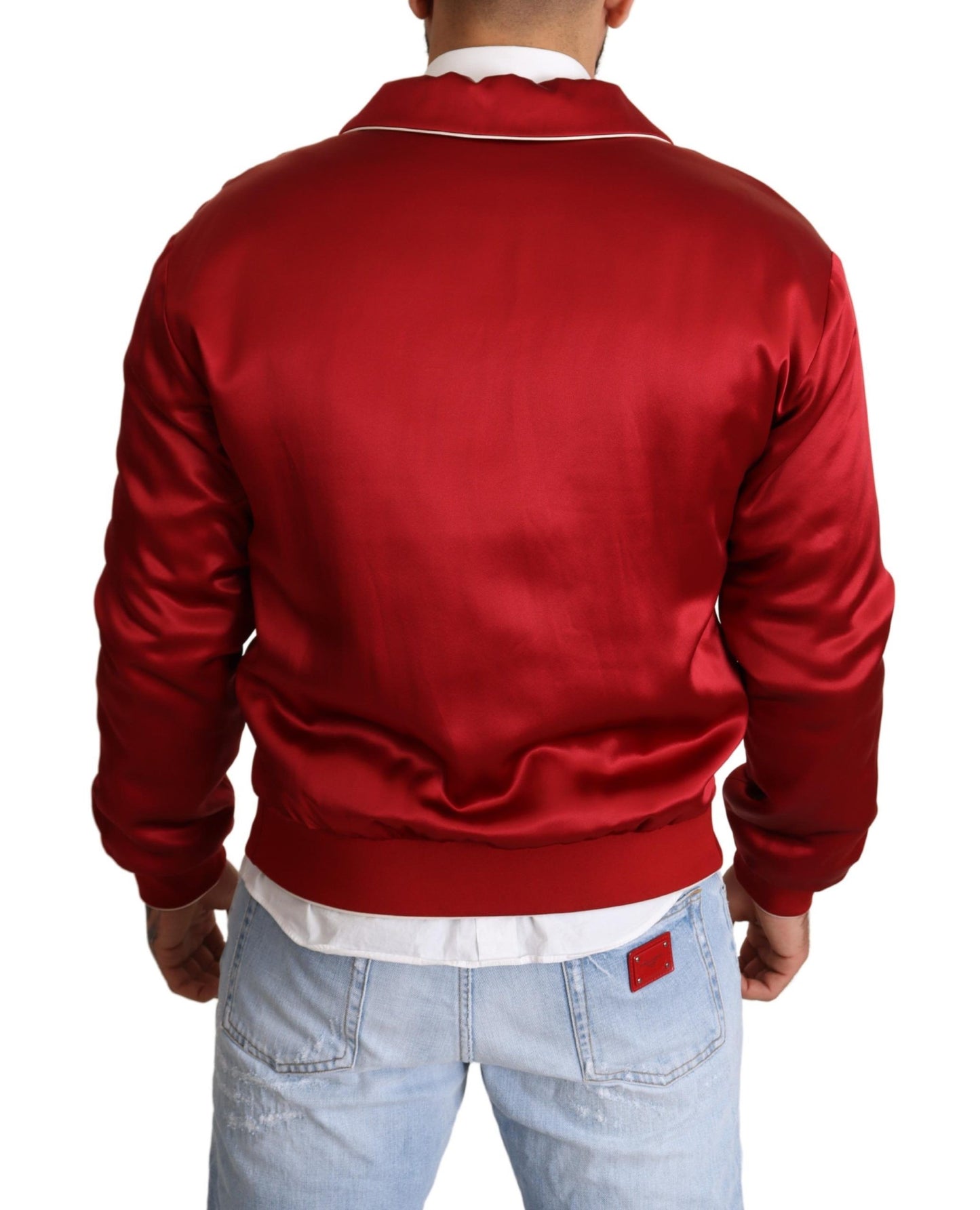  - Sumptuous Silk Red Bomber Jacket