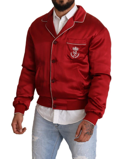  - Sumptuous Silk Red Bomber Jacket