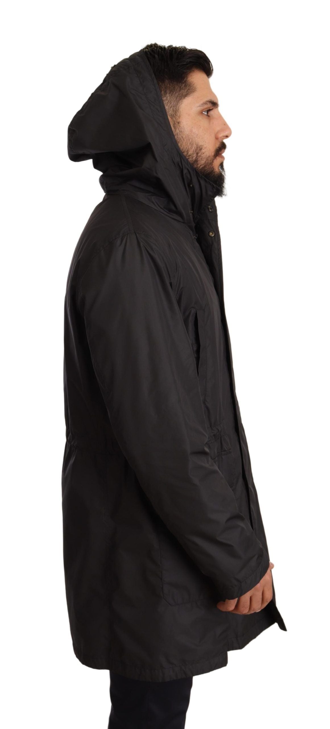  - Elegant Black Hooded Blouson Jacket