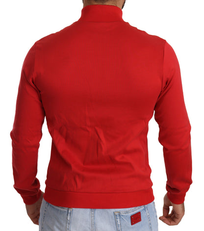  - Elegant Red Full Zip Sweater with DG Motor Club Motif