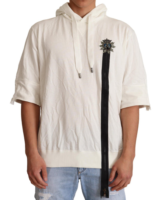  - Exquisite Off-White Cotton Hooded Sweater