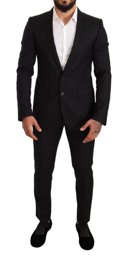  - Elegant Martini Black Wool Suit