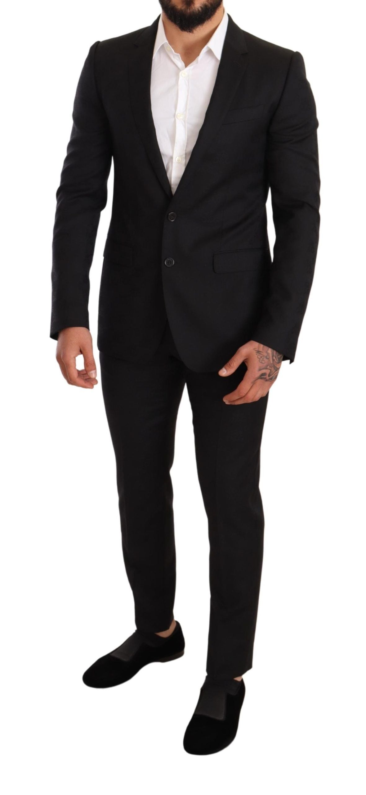  - Elegant Martini Black Wool Suit