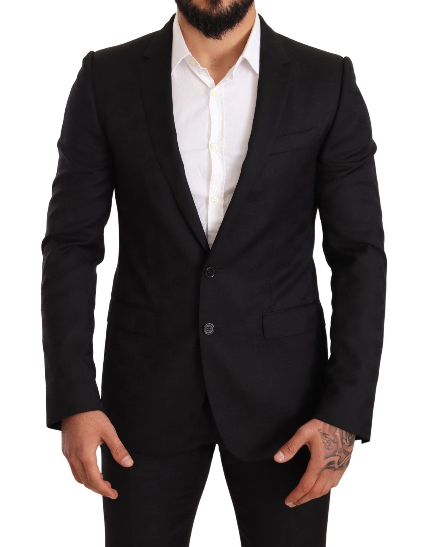  - Elegant Martini Black Wool Suit