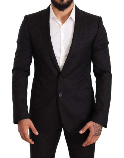  - Elegant Martini Black Wool Suit