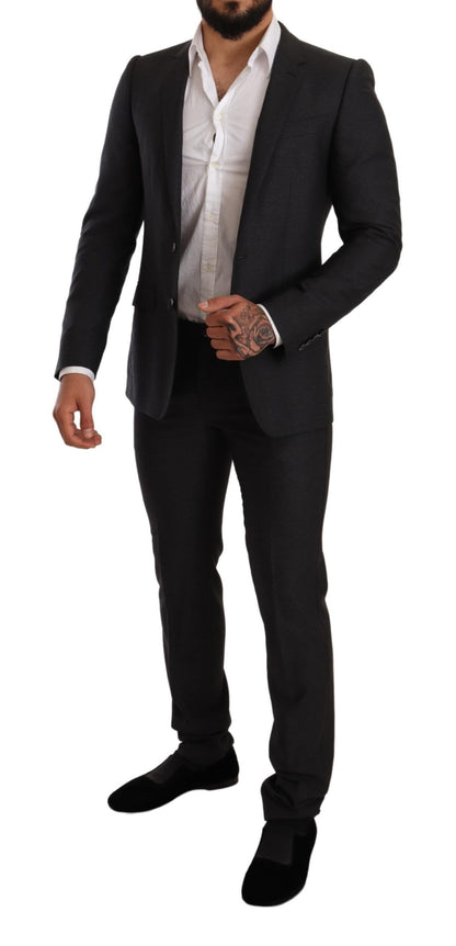  - Elegant Gray Martini Wool Suit