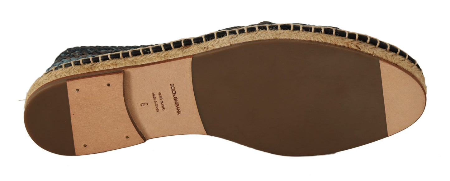  - Elegant Woven Leather Espadrilles