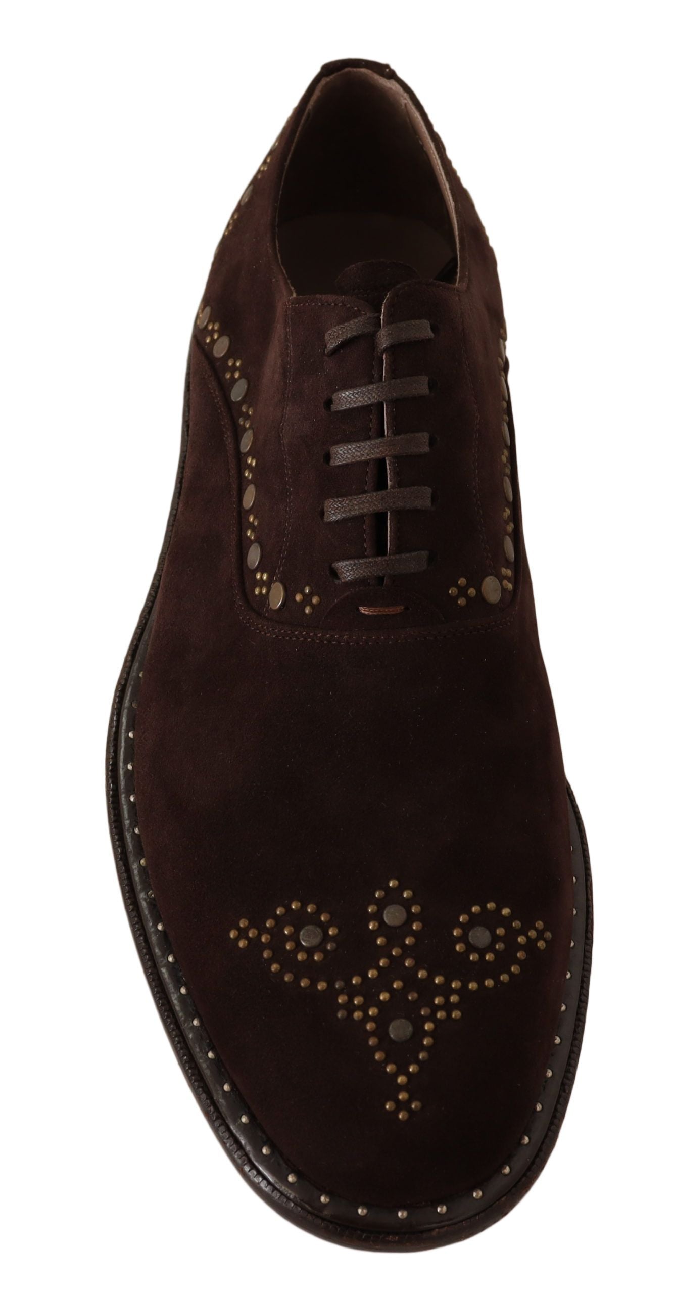  - Elegant Brown Suede Studded Derby Shoes