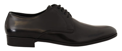  - Elegant Black Leather Derby Shoes