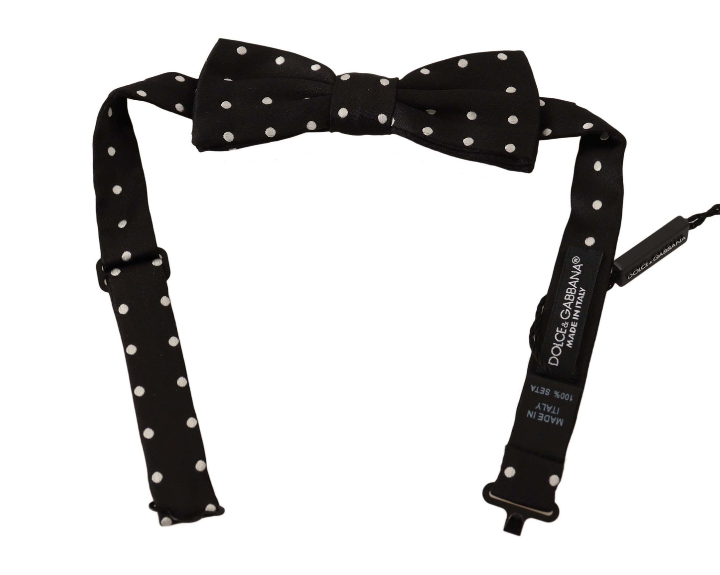  - Elegant Black Polka Dot Silk Bow Tie