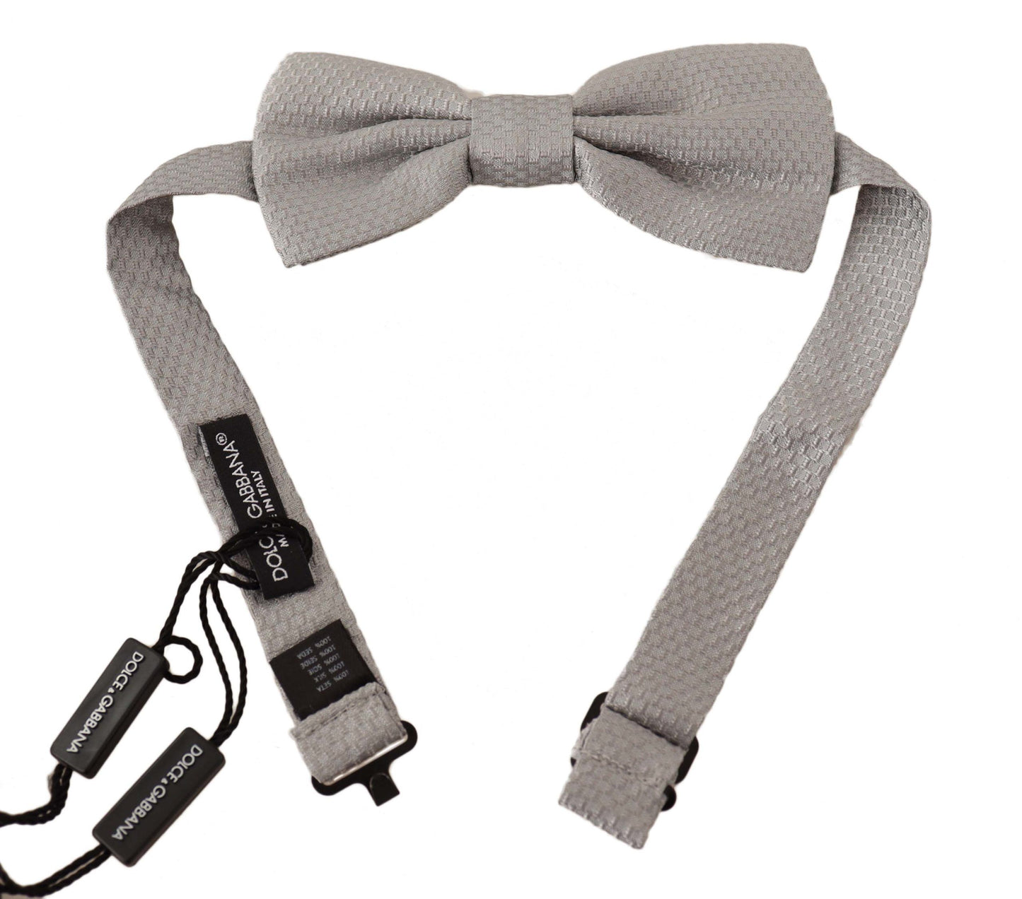  - Elegant Silver Silk Bow Tie