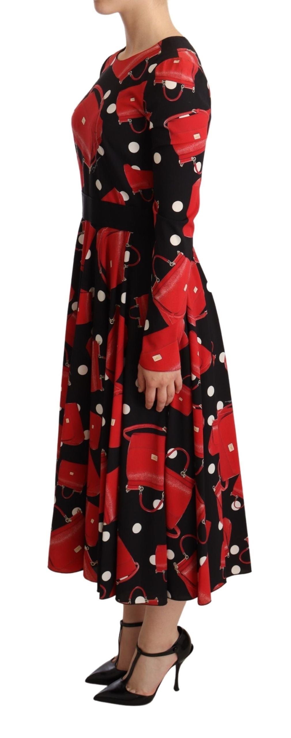  - Elegant Sicily Print Flared Midi Dress