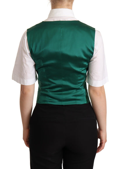  - Elegant Green Silk Blend Waistcoat