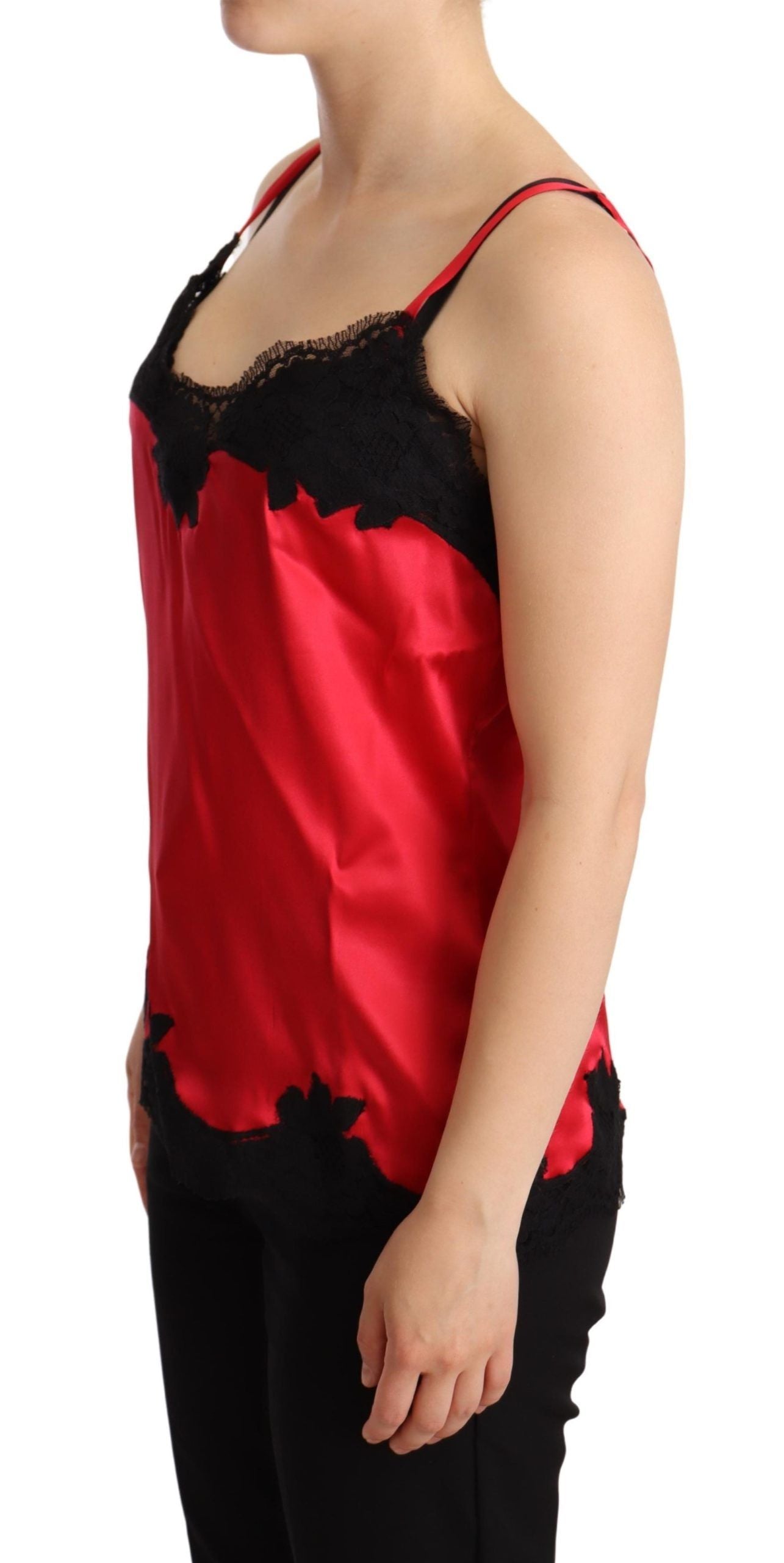  - Enchanting Red Silk Blend Lace Camisole