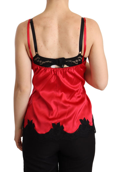  - Enchanting Red Silk Blend Lace Camisole