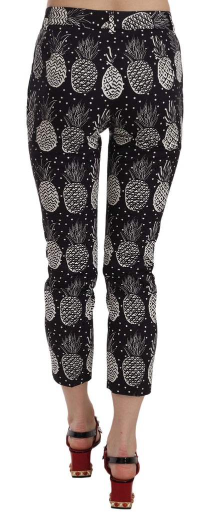  - Chic Black Pineapple Print Skinny Capri Pants