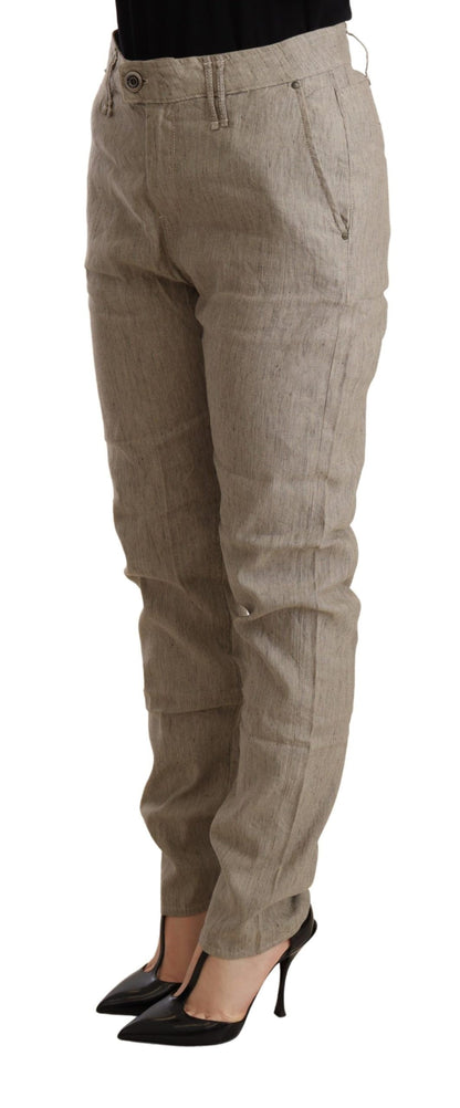  - Chic Beige Mid Waist Baggy Pants for Sophisticated Style