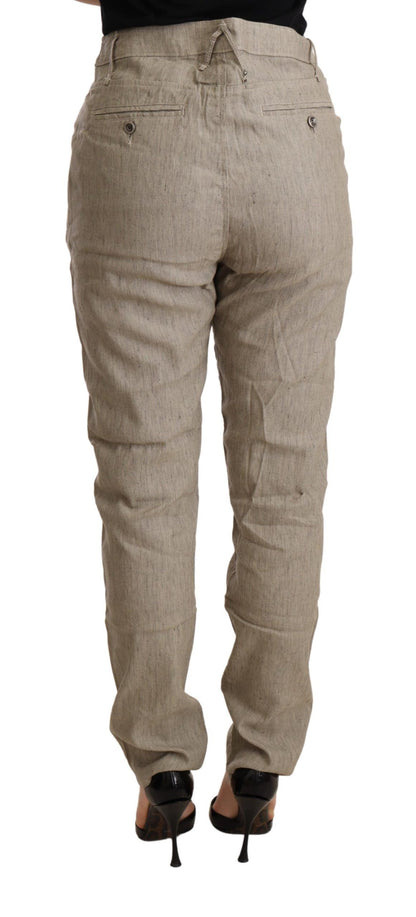  - Chic Beige Mid Waist Baggy Pants for Sophisticated Style