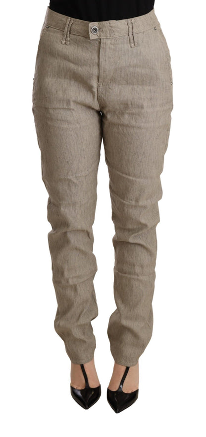  - Chic Beige Mid Waist Baggy Pants for Sophisticated Style