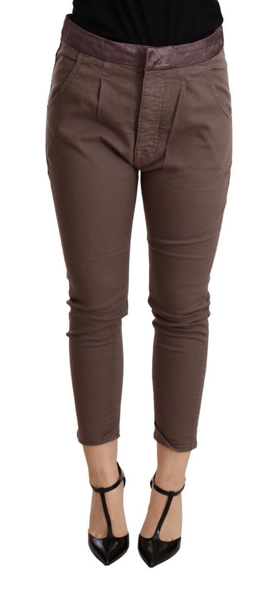  - Chic Brown Skinny Mid Waist Cropped Pants