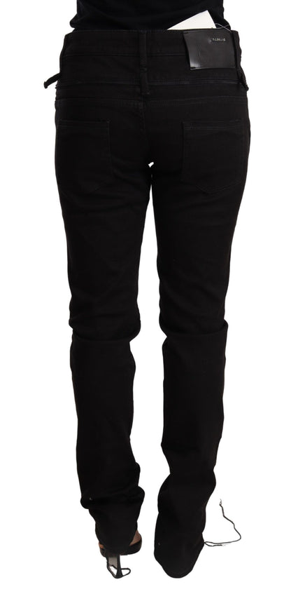  - Chic Low Waist Skinny Black Denim