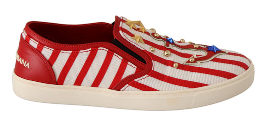  - Stripe Print Studded Loafers