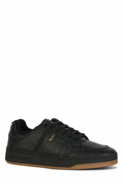  - Elegant Black Low-Top Leather Sneakers