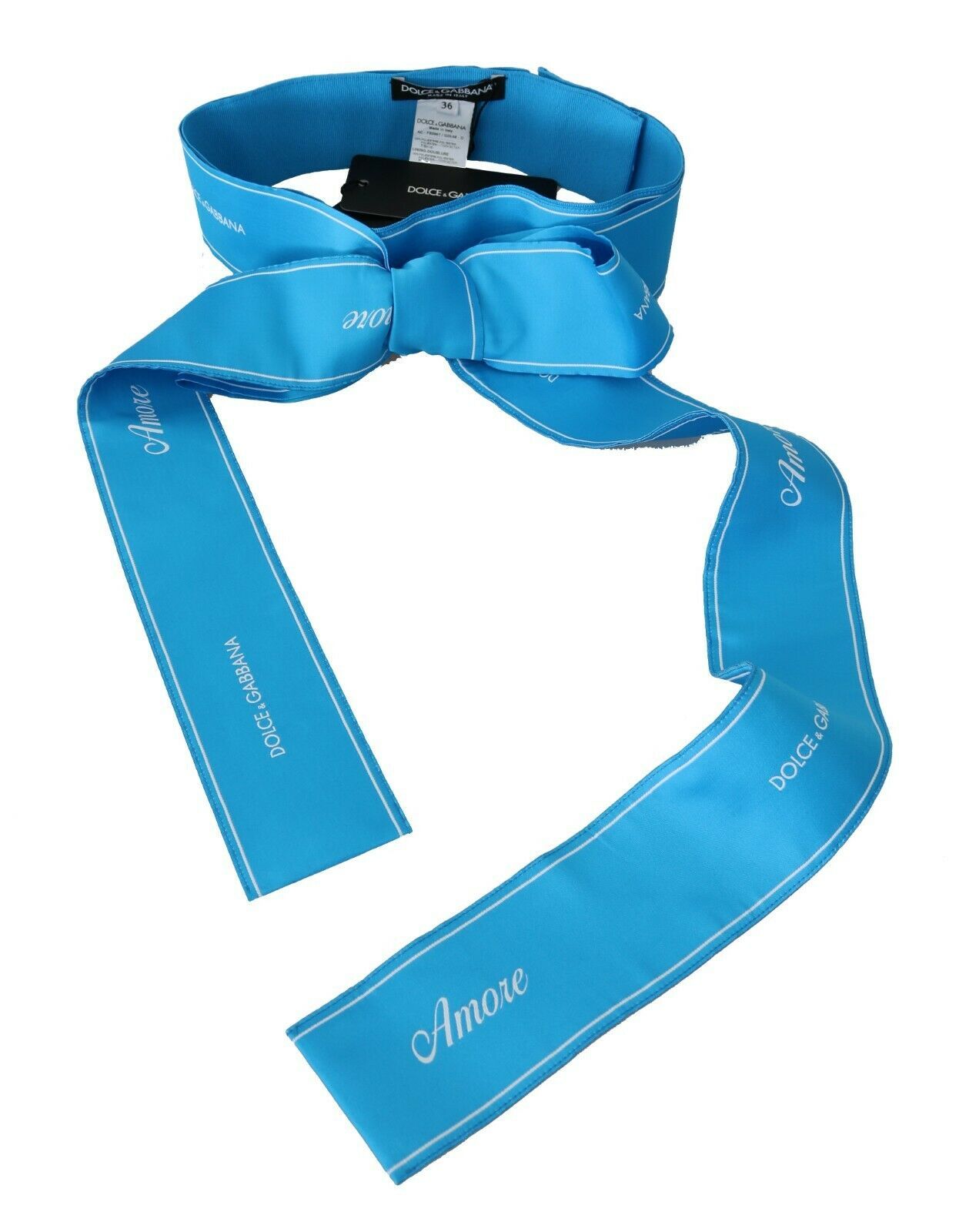  - Elegant Bow Snap Blue Waist Belt