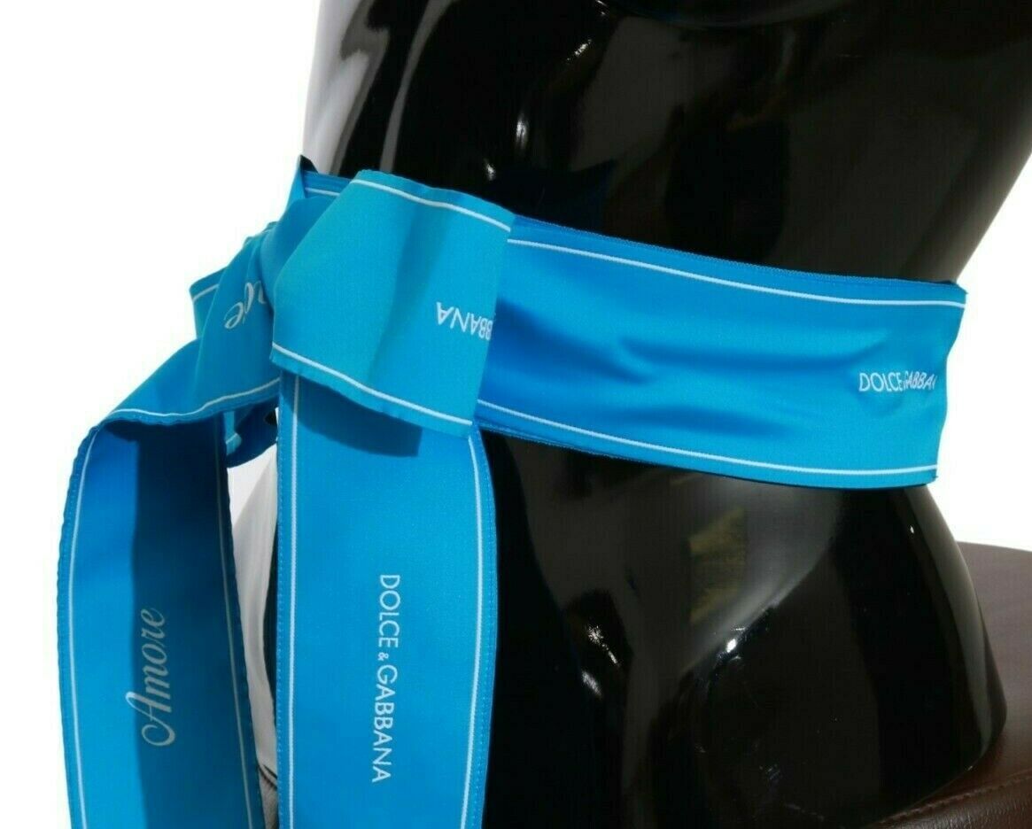  - Elegant Bow Snap Blue Waist Belt