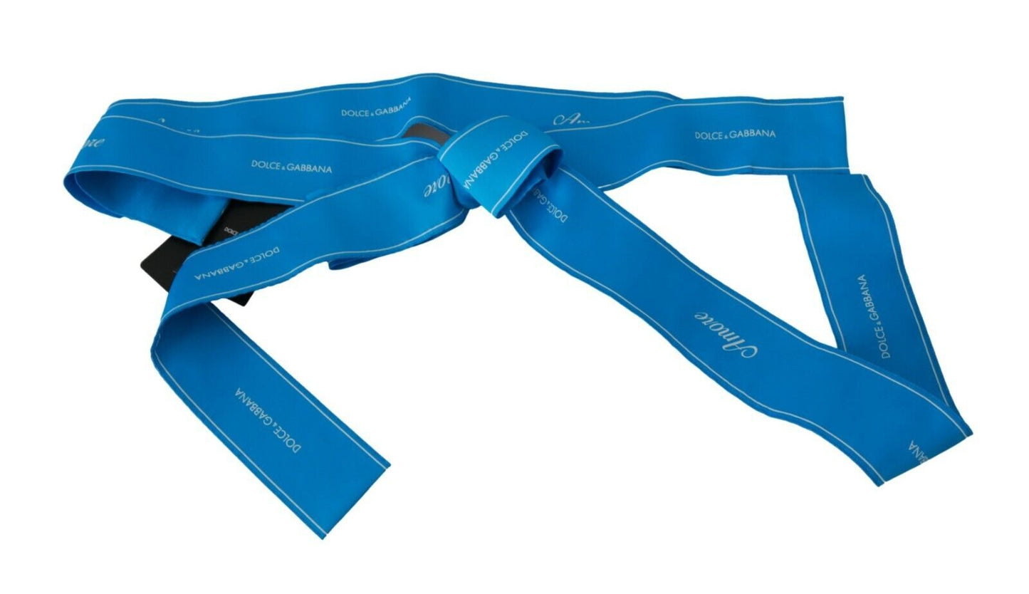  - Elegant Bow Snap Blue Waist Belt